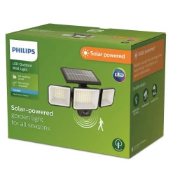 Philips LED-solcelle-væglampe Nysil, 3 lyskilder, sensor
