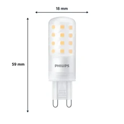 Philips LED-stiftsokkelpære, G9, 4W, mat, 480lm, 2.700K, dæmpbar
