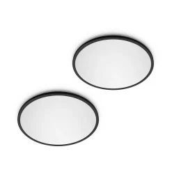 Philips LED SuperSlim 2-pak sort IP44 Ø 30 cm 2.700 K