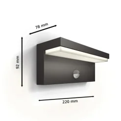 Philips LED udendørs væglampe Bustan UE, sensor, 2.700 K