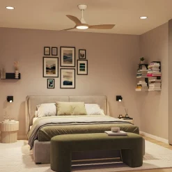Philips LED-ventilator Olas, Ø 106 cm, brun/hvid, støjsvag