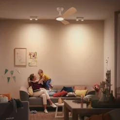 Philips LED-ventilator Olas, Ø 106 cm, brun/hvid, støjsvag
