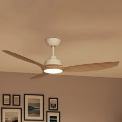 Philips LED-ventilator Olas, Ø 132 cm, brun/hvid, støjsvag
