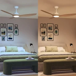Philips LED-ventilator Olas, Ø 132 cm, brun/hvid, støjsvag
