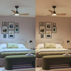 Philips LED-ventilator Olas, Ø 106 cm, brun/sort, støjsvag