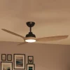 Philips LED-ventilator Olas, Ø 132 cm, brun/sort, støjsvag