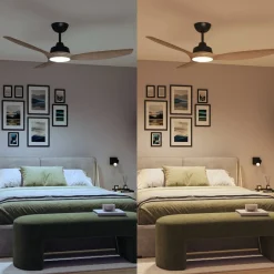 Philips LED-ventilator Olas, Ø 132 cm, brun/sort, støjsvag