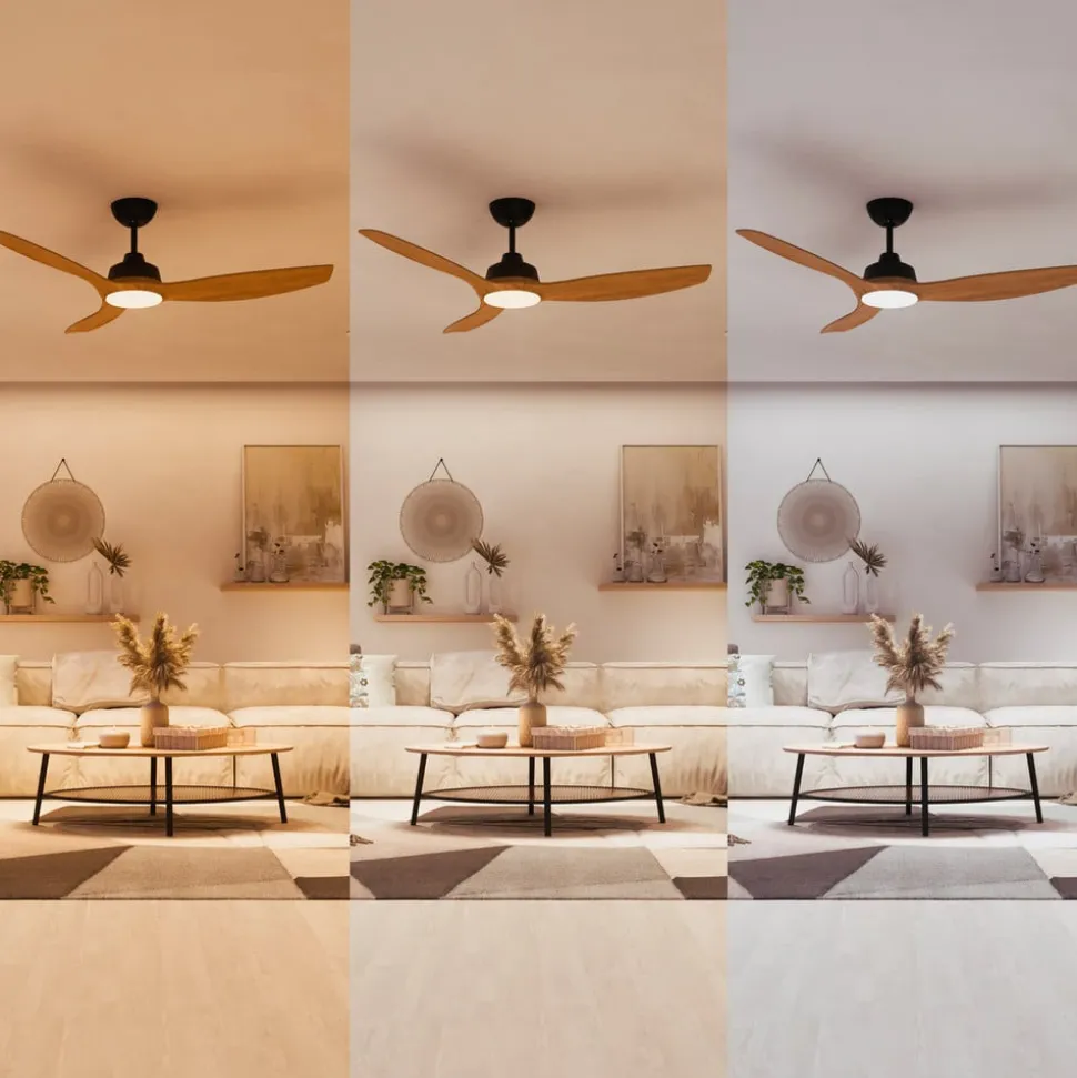 Philips LED-ventilator Olas, Ø 132 cm, brun/sort, støjsvag