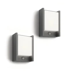 Philips LED-væglampe Arbour UE, 2-pak, sensor, 2.700 K