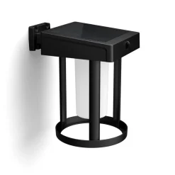 Philips solcelle-væglampe Camill, sort/hvid, Ø 14 cm