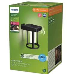 Philips solcelle-væglampe Camill, sort/hvid, Ø 14 cm