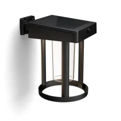 Philips solcelle-væglampe Camill, sort/klar, Ø 14 cm