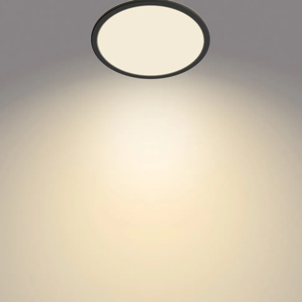 Philips SuperSlim LED-loftlampe, IP44, Ø 24,5 cm, sort