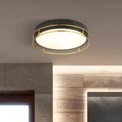 Phoenix loftslampe, Ø 30 cm, sort/messing, IP44