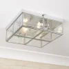 Pisa loftlampe, glasskærm, krom