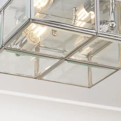 Pisa loftlampe, glasskærm, krom