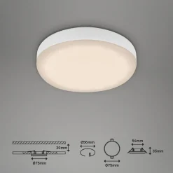 Plat LED-indbygningsspot, hvid, Ø 7,5 cm, 3.000K