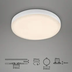 Plat LED-indbygningsspot, hvid, Ø 10 cm, 3.000K