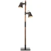 Plow gulvlampe med 2 spot, sort/mørkt træ