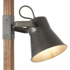 Plow gulvlampe med 2 spot, sort/mørkt træ