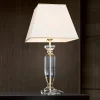 Pokal bordlampe med krystal, guld/creme