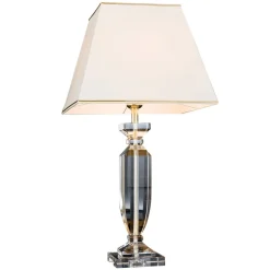 Pokal bordlampe med krystal, guld/creme