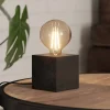 Prestwick 2 bordlampe med træterning, sort