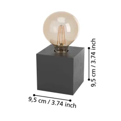 Prestwick 2 bordlampe med træterning, sort
