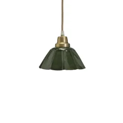 PR Home Hængelampe Ester, grøn, Ø 17 cm, jern, stik