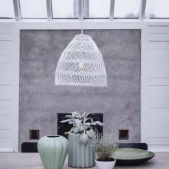 PR Home hængelampe, Maja Outdoor, Ø 53 cm, hvid, rattan