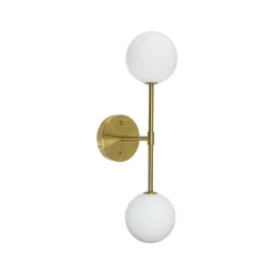 PR Home Sigma D væglampe, guld/opal, 2 lyskilder 49 cm glas