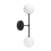 PR Home Sigma D væglampe, sort/opal, 2 lyskilder, 49 cm glas