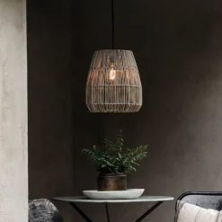 PR Home udendørs hængelampe Saigon, grå, Ø 28 cm, kabel 2,5 m