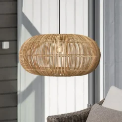 PR Home Zuri udendørs pendel, Ø 51 cm, rattan, stikprop
