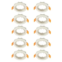 Prios forsænket loftlampe Fibur, beige, zink, Ø 8,2 cm, 10 stk
