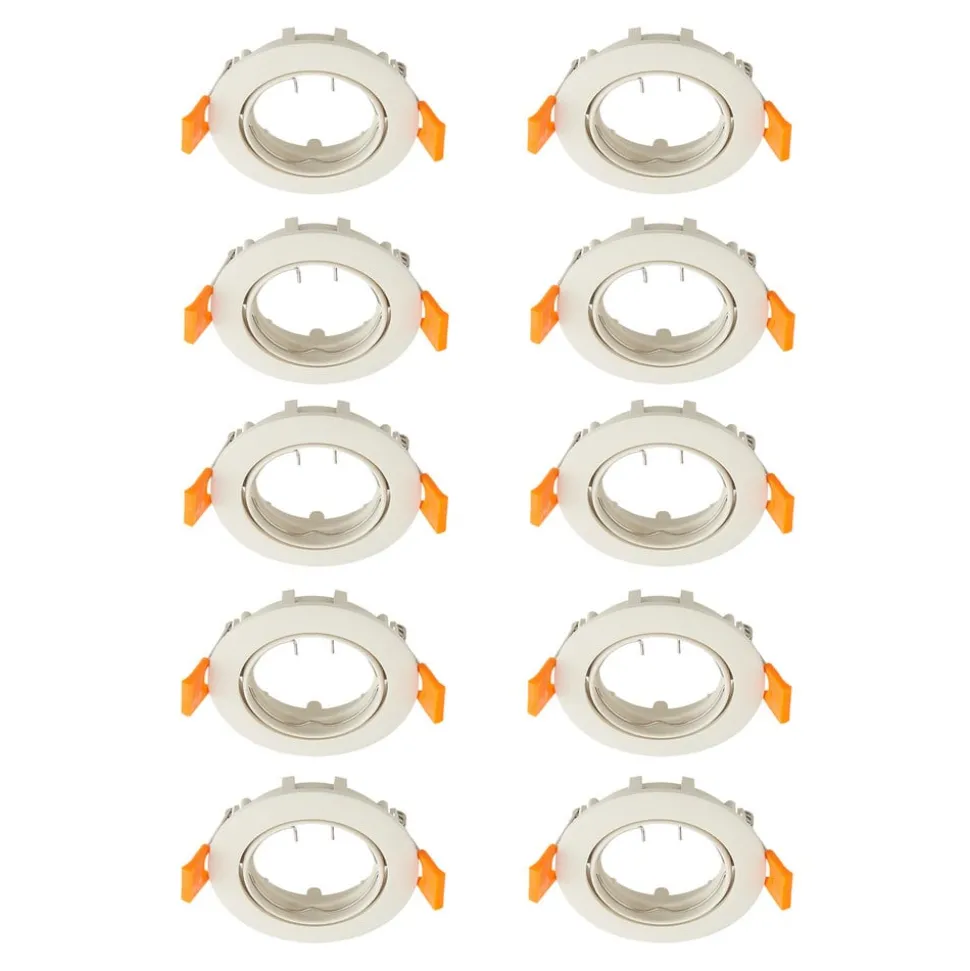 Prios forsænket loftlampe Fibur, beige, zink, Ø 8,2 cm, 10 stk