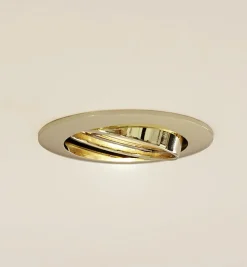 Prios forsænket loftlampe Fibur, guld, aluminium, Ø 8,2 cm