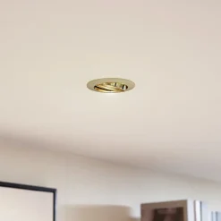 Prios forsænket loftlampe Fibur, guld, aluminium, Ø 8,2 cm
