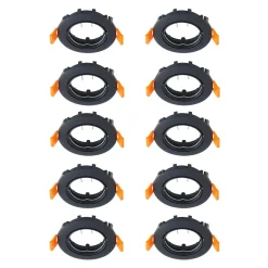 Prios forsænket loftlampe Fibur, sort, zink, Ø8,2cm, 10stk