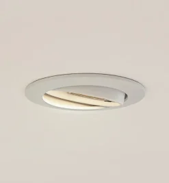Prios forsænket loftlampe Fibur, hvid, aluminium, Ø 8,2 cm