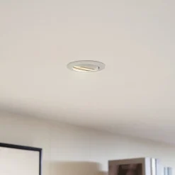Prios forsænket loftlampe Fibur, hvid, aluminium, Ø 8,2 cm