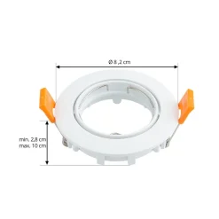 Prios forsænket loftlampe Fibur, hvid, aluminium, Ø 8,2 cm