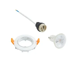 Prios forsænket loftlampe Fibur, hvid, aluminium, Ø 8,2 cm