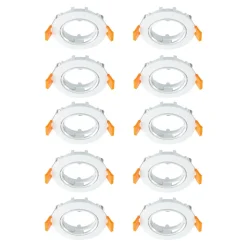 Prios forsænket loftlampe Fibur, hvid, zink, Ø 8,2 cm, 10 stk
