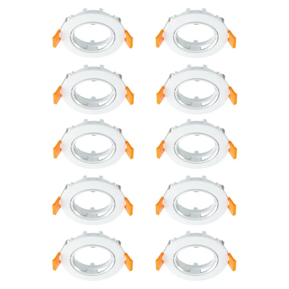 Prios forsænket loftlampe Fibur, hvid, zink, Ø 8,2 cm, 10 stk