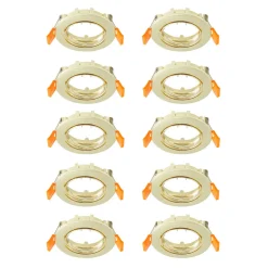 Prios forsænket loftlampe Fibur, guld, zink, Ø 8,2 cm, 10 stk