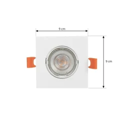 Prios indbygningslampe Fibur, hvid, 9 cm, GU10