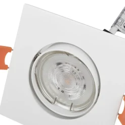 Prios indbygningslampe Fibur, hvid, 9 cm, GU10