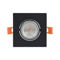 Prios indbygningslampe Fibur, sort, 9 cm, GU10