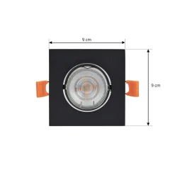 Prios indbygningslampe Fibur, sort, 9 cm, GU10